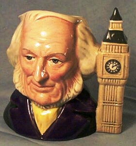 royal-doulton-porcelain-character-jug-john-doulton A Royal Doulton porcelain character jug featuring John Doulton with a Tower of Big Ben handle (D6656, 1980).