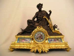 large-antique-figurative-bronze-clock-sevres-porcelain-1 Large Antique Figurative Bronze Clock Sevres Porcelain, circa 1870.