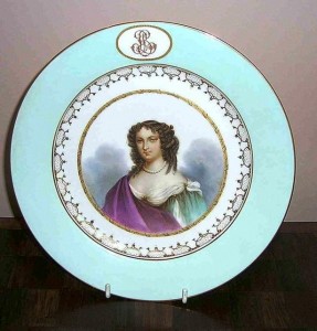 sevres-hand-painted-portrait-plate This Sevres factory portrait plate of a young lady is beautifully hand-painted in intricate detail, was made in 1869.