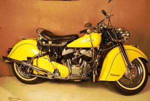indian-motorcycle This yellow 1948 Indian Chief Roadmaster motorcycle sold for $25,300 at the Don Fiedler living estate sale on May 2-3, 2009 in Cedar Point, Ill.