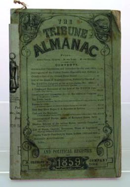 1859-tribune-almanac-and-political-register The "Tribune Almanac of 1859," published by H. Greeley co. New York, contains 80 pages of info and advertisements.