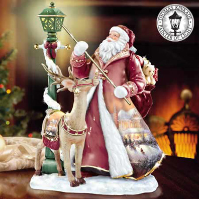 HOMAS KINKADE Illuminated Old World Santa Figurine Thomas Kinkade’s works are like liver and onions: either you like him or you hate him.