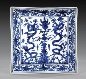 Ming Dynasty Jiajing square dish A Jiajing period Ming Dynasty square dish.