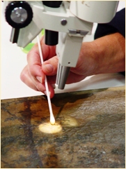 paintings-micro-clean A close-up of the mirco-cleaning process.