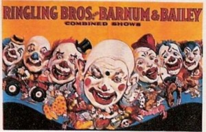 p-24a Ringling Bros. and Barnum & Bailey; Seven Clown Heads