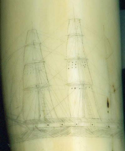 Image #1 - Faded antique scrimshawed whale tooth Image #1 - Faded antique scrimshawed whale tooth