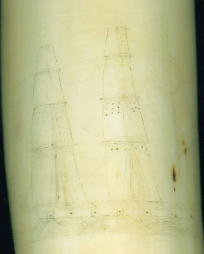 Image #2 - Re-Inked antique scrimshawed whale tooth Image #2 - Re-Inked antique scrimshawed whale tooth