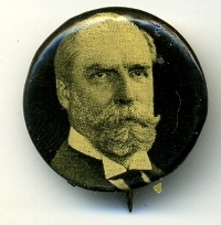 charles-evan-hughes 1916 Charles Evan Hughes button, from the front the button appears near perfect but when viewed from the side, much of the collet on the right hand side is exposed.