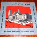 nyc-keefehkynylib2 She also made several hankies that depicted scenes from New York City. This one is of the New York Public Library.
