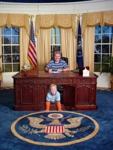 taking-a-john-john-kennedy-pose A John-John pose in the Oval Office replica