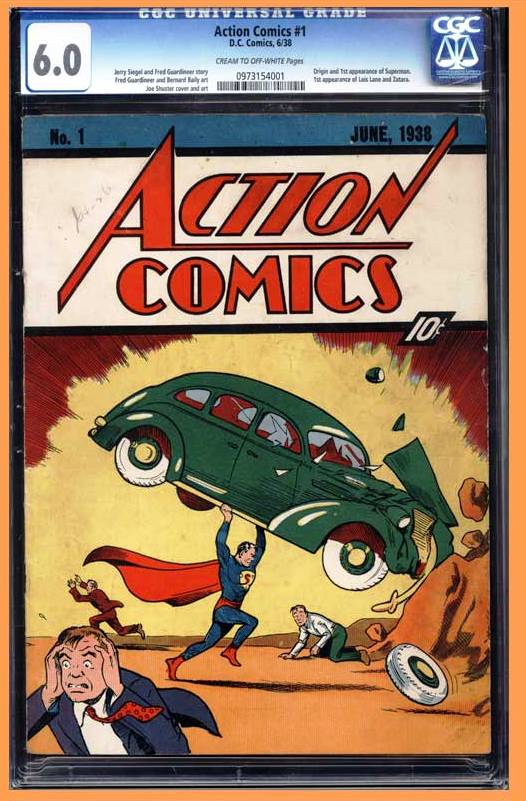 action_comics_1_med Action Comics #1. An unrestored copy of Action #1 went up for sale on Feb. 27, and experts expect it to draw bids up to $400,000.