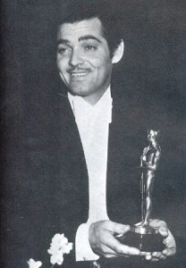 clarkgableoscar Clark Gable accepting one of his three Oscar (“It Happened One Night,” “Mutiny on the Bounty,” and “Gone With The Wind.”
