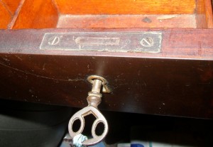 full A full mortise lock is completely enclosed in the wood with only the selvage visible.