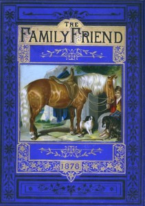 horse0002 This is an example of a paste-on illustration in fine condition for the cover of “The Family Friend,” 1878. No scratches, fading or wear. Bright and crisp.