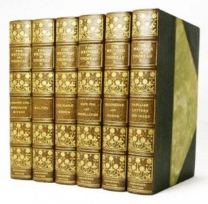 thoreau Limited Edition of the complete writings of Henry David Thoreau in 20 volumes, 1906. Green crushed Levant morocco over marbled boards. With profuse illustrations, a foldout map of Concord and a foldout manuscript of “Life without Principle.” Limited to 600 sets.