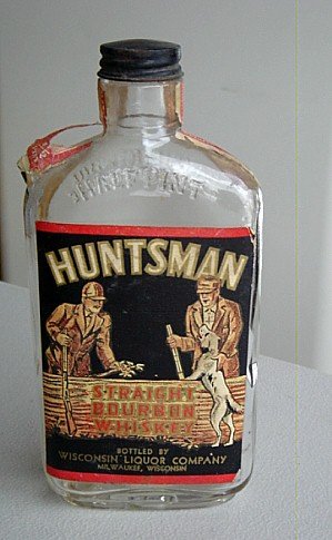 whiskey bottle logo bottles huntsman old bourbon whisky vintage collectors put worthpoint kentucky straight advertising liquor antique