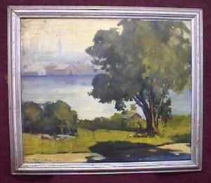 c-wallingford-watercolor This watercolor by C. Wallingford (in soiled condition), sold for $90. (Source: Proxibid, Worthopedia Price Guide)