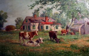 cows-in-front-of-farmhouse-and-barn Cows in front of farmhouse and barn