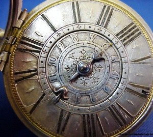 worthpoint-pic12 A close-up view of the dial on the Windmill single hour hand and alarm hand.