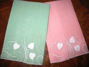 marghab-059 Two fingertip towels in the Water Leaf pattern.