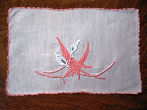 marghab-090 A Marghab linen cocktail napkin in the Calla Lily design.