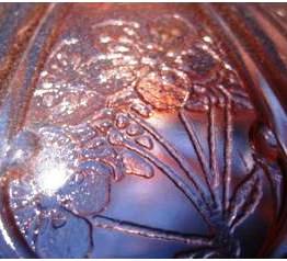 cherry-blossom-iv Two views of an actual Cherry Blossom butter dish lid panel.