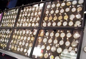 cincin8 A display of pocket watches available at the National Association of Watch and Clock Collectors (NAWCC) Watch & Clock Regional Show .