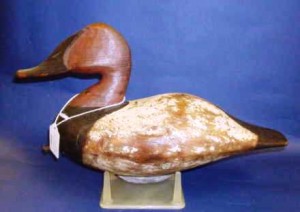 leedudleycan This canvasback decoy is by one of the Dudley brothers. The head is a professional replacement. Even with a major restoration, such as a head replacement, the decoy went for $2000 in 2008; an indication of the popularity of the maker. If the decoy was all original it would command five or even six figures. A Dudley ruddy duck made $269,000 at a 2008 Guyette Schmidt auction.