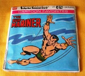 view-master-cartoon-favorites-the-sub-mariner A three-reel pack with 21 pictures of View-Master Cartoon Favorites in 3D featuring The Sub-Mariner, made in 1978.