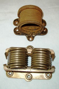 cs111 When they lose their “starch,” old style single coil platform rocker springs (top) can easily be replaced by modern double coil units.