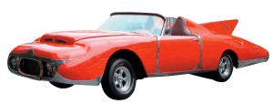plymouth-tornado Beautifully restored, bright red 1958 Plymouth Tornado concept car with futuristic, space age design.