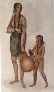 worthpoint-1585-indian-girl-with-a-european-doll A drawing of a largely unclothed Indian girl with her new doll.