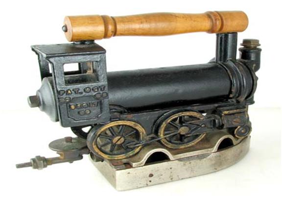 locomotive-iron-1 This locomotive-shaped iron, owned by a WorthPoint member who used WorthPoint’s consignment service to place it in auction, may go for more than $10,000 next month. With almost pristine original paint and pin striping, it is apparent that it was hardly used, if ever.