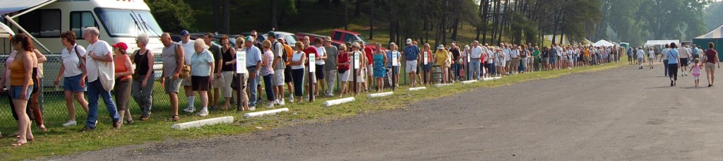 fest-line Looking at the line of shoppers heading to the Great American Antiquefest!, things might be looking up for the antiques and collectibles market.
