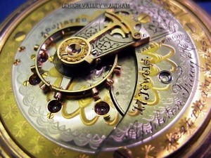 lehighvalleyrr4 Engravings on the inside of the Waltham Lehigh Valley R.R. watch.