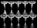 libbey-champagne A rare set of ten 7-1/2-inch Libbey rock crystal tall saucer champagne glasses, in the Cathay pattern, will be up for bid at the ABCG auction in St. Charles, Mo.