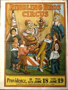 ringling-bros-front This is a 20 page courier for the 1917 edition of Ringling Bros. Circus. In 1918 the illustration on the cover of this courier was also used as a poster known as "The Children's Favorite Clown" poster.