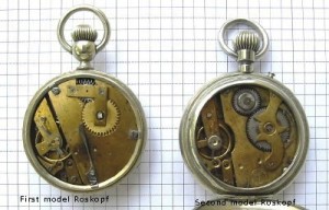 roskopf9 Here you can see the difference in the worked between the first and second generation of the Roskopf watch.
