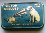 victor-needles-tin-rca-blue-half-tone Nipper shows up on this needle tin from the Victor Talking Machine Company, 1904, for Victor Needles-Half Tone needles.