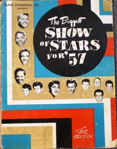 Cover The cover of the souvenir program for “The Biggest Show of Stars for ’57.” This program is a cross collectible, sought-after by circus collectors and rock & roll collectors alike. It has a value of $25 to $50. Hard to find window cards for this show are valued in excess of $100.