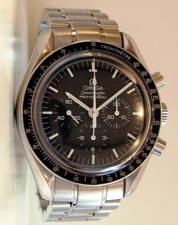 OmegaSpeed1 A Professional model Omega Speedmaster, with spearpoint second hand. The Speedmaster is one of the most challenging modern watches to collect because the number of changes made to the line over the last 50 years.