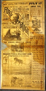 forepaugh-rat-sheet-a Two sides of this 1886 Adam Forepaugh Herald urge patrons to wait until July 17 to see the “Exalted Ruler of Recreation’s Realm,” and not be taken in by the inferior “Little Doris Circus,” a Forepaugh competitor.