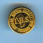 indiana-button-society-button A button from the Indiana Button Society. It is a bright stamped brass top and back with a round wire shank and is stamped on the back, Waterbury Button Co.