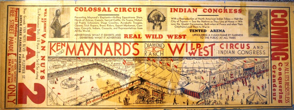 ken-maynard-b Ken Maynard’s Wild West Circus and Indian Congress toured in 1936 and featured the motion picture, western star in person. Value is $50-$75.