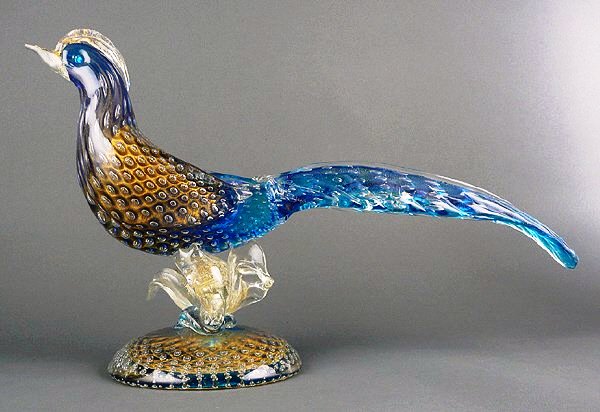 milanobird This Venetian Murano pheasant (circa 1960) measures 19 inches long and stands about 10 inches tall. Comparable examples by unknown artists sel in the $150 to $300 range.