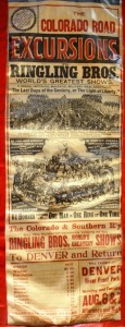 ringling-excursion-herald In 1900 Ringling Bros. World’s Greatest Shows played in Denver, Colorado. This herald has rates for excursion trains on the Colorado Road to many outlying towns, from Windsor to Broomfield. Value $25-$50.