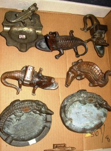 Gators Alligators are never an endangered species in Larry Roberts’ booth of Florida souvenirs, memorabilia and collectibles at the West Palm Beach Antiques Festival.