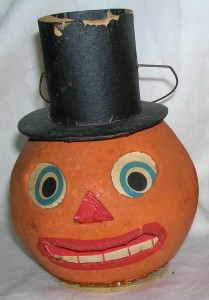 German globe jack-o-lantern The earliest versions of commercial jack-o-lanterns were painted glass globes from Germany and date to around 1905