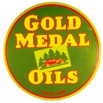 Porcelain sign Very rare Gold Medal Oil two-sided porcelain sign (one of only three know in existence), made by Veribrite Signs of Chicago, hammered for $44,000