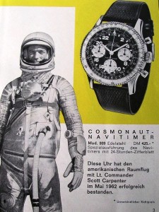 Cosmo3 A German ad for the Breitling “Cosmonaut” featuring U.S. astronaut Scott Carpenter.